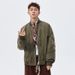 Men's Clothing Men's Distressed Color Baseball Jacket – Oversized Workwear Style, Breathable Polyester, Zip-Up Casual Coat (Black/Army Green/Gray)_viptrois.com