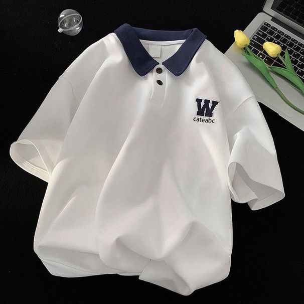 Men's Clothing Polo Shirt Short Sleeved T Shirt Men's Summer New Style Trendy Brand High End Versatile Casual Loose College Style Contrast Color Top_viptrois.com