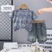 2025 Children's Summer English Piercing T-shirt Fashion Personality Cowboy Casual New Two Piece Set_viptrois.com