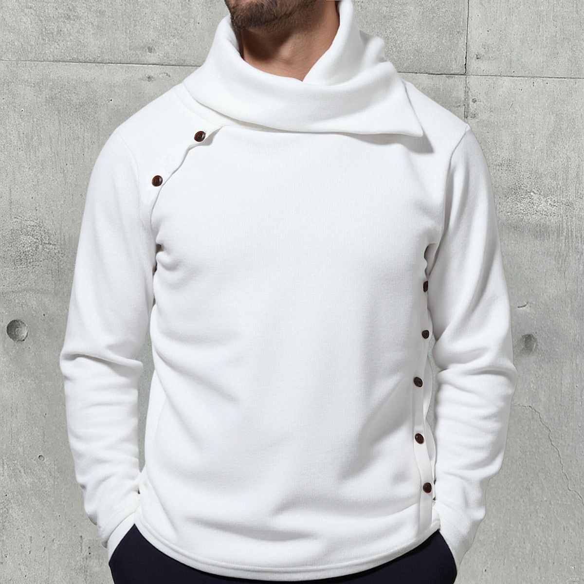 Men's British-Style Knit Sweater – Stretchable Cotton-Blend Crewneck Pullover (Black/White/Charcoal, M-4XL)_viptrois.com