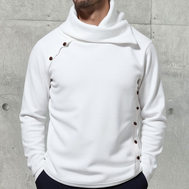 Men's British-Style Knit Sweater – Stretchable Cotton-Blend Crewneck Pullover (Black/White/Charcoal, M-4XL)_viptrois.com