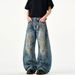 Men's Clothing Washed Retro Loose Wide Leg Jeans Men's Trendy Brand Old Dirty Pants Harem Straight Daddy Pants_viptrois.com