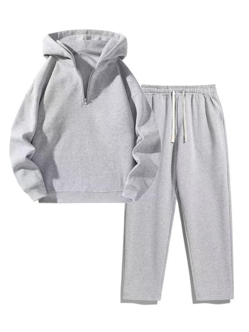 Men's Clothing Women's Half-Zip Tracksuit Set - High Neck Pullover With Wide-Leg Joggers_viptrois.com