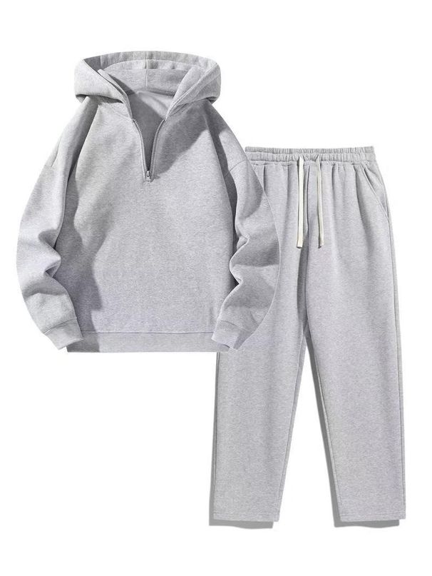 Men's Clothing Women's Half-Zip Tracksuit Set - High Neck Pullover With Wide-Leg Joggers_viptrois.com
