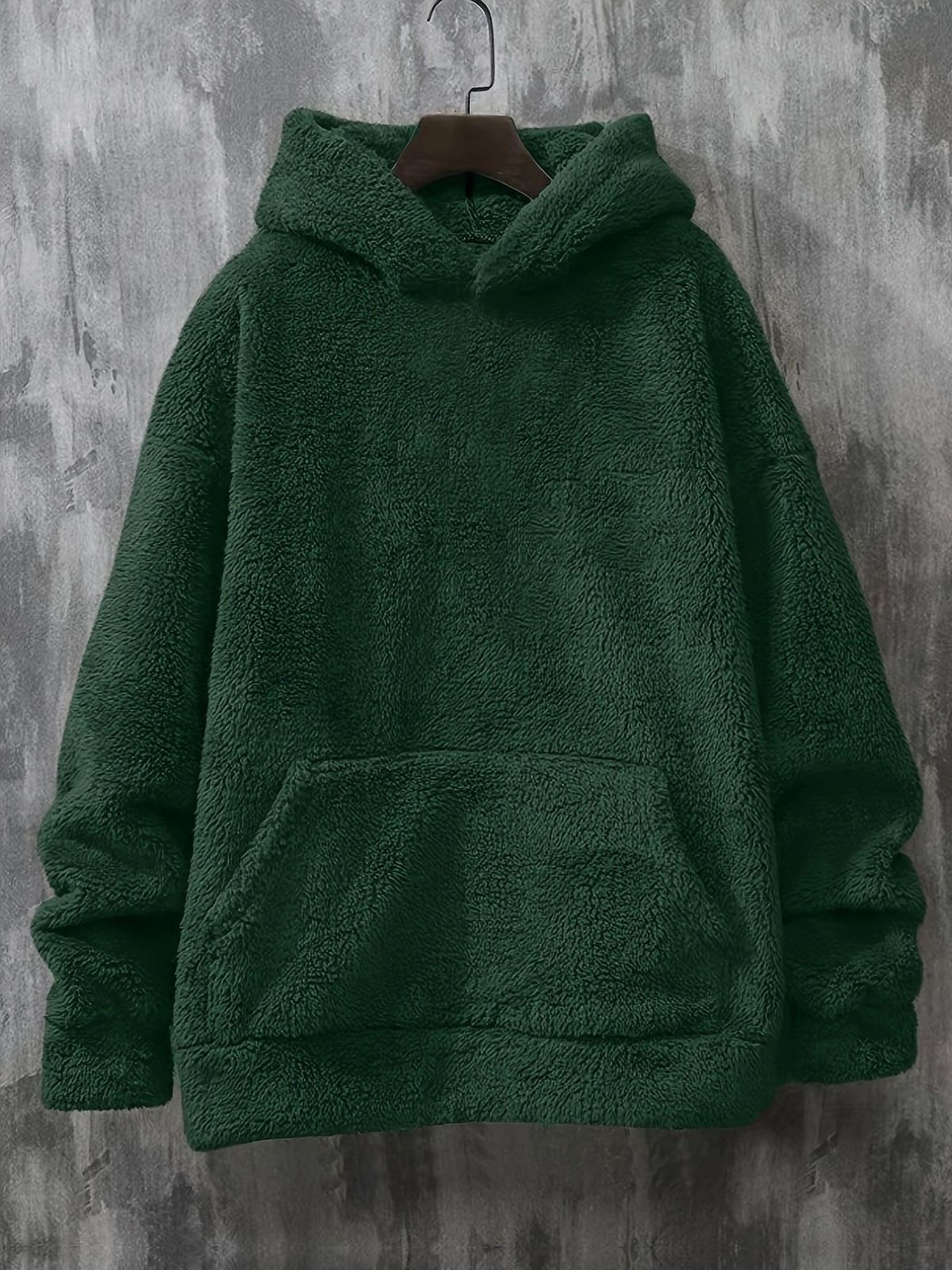 Men's Fleece-Lined Hoodie - Winter Warm Pullover With Oversized Pockets (S-XXL, Black/Green/Grey/Khaki)_viptrois.com