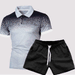 Men's Slim Fit Polo Shirt Gradient Color 3D Printed With Lapel New Spring/Autumn Top Tee_viptrois.com