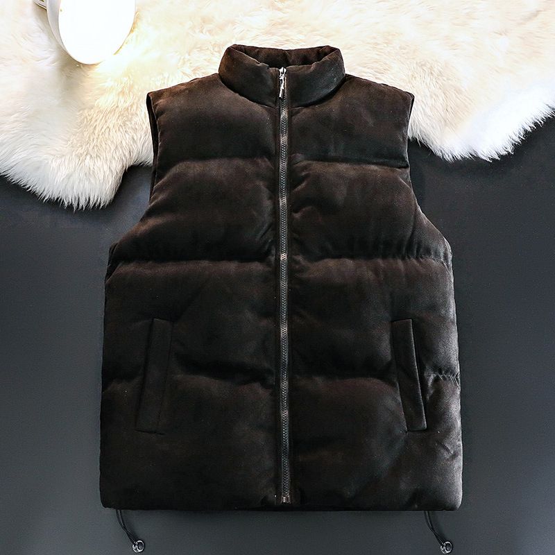 Unisex Suede Collar Vest, Casual Open-Front Sleeveless Jacket For Men & Women, Trendy Layering Piece For Spring & Fall_viptrois.com