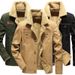 Men's Clothing Thickened Collar Cotton Jacket - Military Style Fleece-Lined Winter Coat For Casual & Outdoor Wear (Khaki, Black, Army Green)_viptrois.com