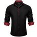 DiBanGu Herren-Hemd, Langärmelig, Schwarz, Einfarbig, Paisley-Farbkontrast, Modisches Hemd Für Herren, Button-Down-Kragen, Herrenbekleidung_viptrois.com