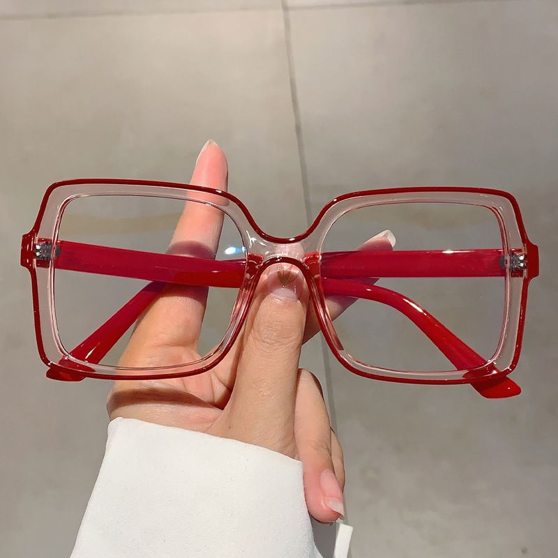 New Retro Boxy Personalized Contrasting Color Flat Mirror, European And American Style Instagram Trendy Versatile Fashion Anti Blue Light Mirror_viptrois.com