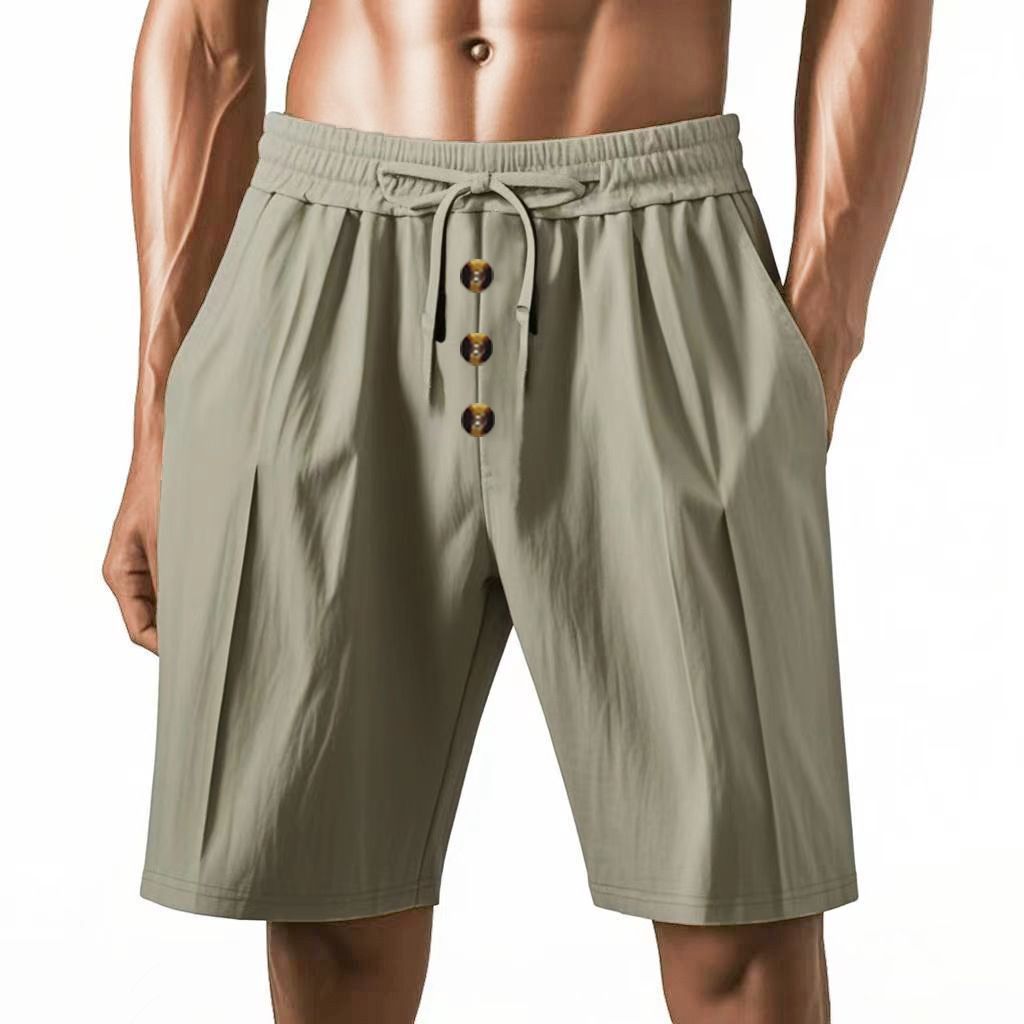 Men's Linen Blend Casual Shorts - Relaxed Fit Breathable Summer Shorts With Pockets - Lightweight Beach & Lounge Drawstring Shorts For Men_viptrois.com