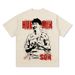 American Style Son Hueng-Min Printed Short T-Shirt Long Sleeve Washed Versatile Crew Neck Top_viptrois.com