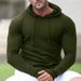 Men's Clothing Slim Fit Hooded Sweatshirt - Lightweight Stretch Knit Workout Top For Gym & Casual Wear (Black, Navy, Khaki, Light Grey, Army Green)_viptrois.com