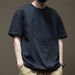 Men's Clothing Black Heavy Short Sleeved T Shirt Men's Summer Printed Three Dimensional Loose Round Neck Top_viptrois.com