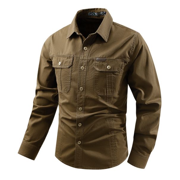 Men's Long Sleeved Shirt Trendy Loose Fitting Pure Cotton Workwear Japanese Style Top Casual Lapel Spring Autumn_viptrois.com