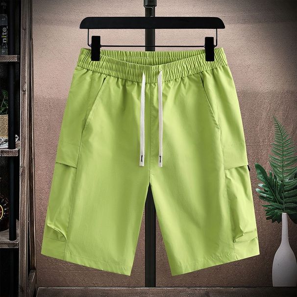 Men's Clothing Men's Orange Ice Silk Shorts Summer Thin Loose Fitting Quick Drying Casual Cargo Sports Shorts 5 6" Length_viptrois.com