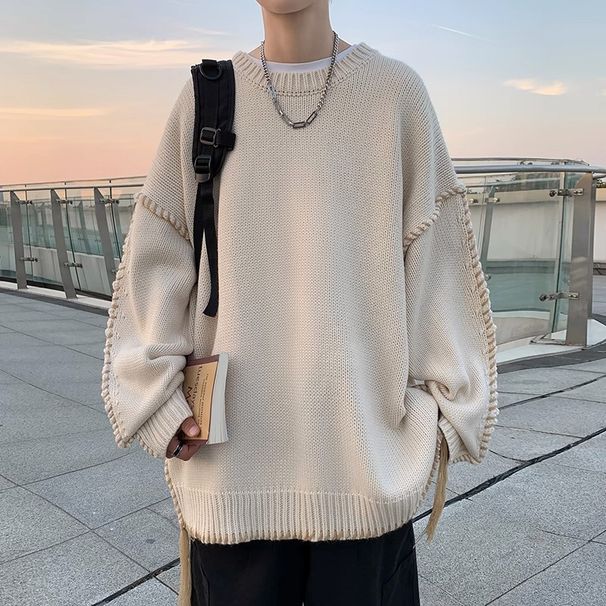 New autumn and winter sweaters, hand woven with thick thread, men's retro and lazy style, high-end knitted sweater, men's_viptrois.com