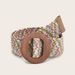 Women's Belts Summer PP Straw Woven Elastic Colorful Wooden Square Buckle Belt Webbing_viptrois.com