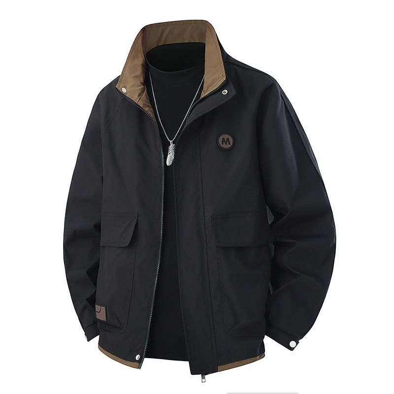 Men's Jacket With Cotton, Thickened Warm And Comfortable Stand-up Collar Color Matching Jacket_viptrois.com