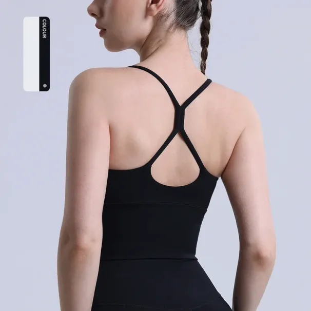Solid Color Women Gym Yoga Naked Feeling Sexy Cross Back Y Shape Sports Bra Fitness Yoga Jogging Workout Sports Women Sling_viptrois.com