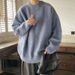 Autumn And Winter Texture Solid Color Knitted Sweater Men's Sweater Round Neck Thread Jacket_viptrois.com
