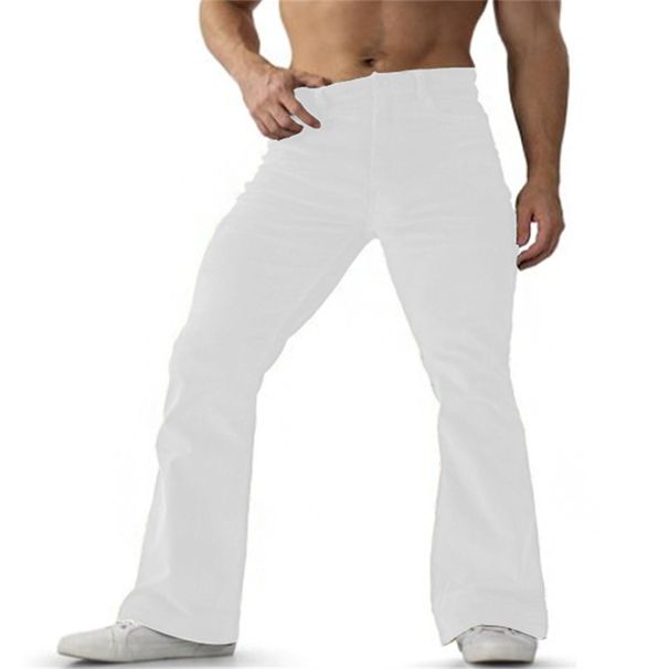 Men's Clothing Men's Formal Solid Color New Spring And Autumn Mid Waist Slim Corduroy Pants Flared Trousers_viptrois.com