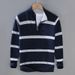 Pure 8502 Half-Zip Polo Collar Sweater For Men, Autumn And Winter Trendy Retro College Style Striped Color-Block High-Neck_viptrois.com