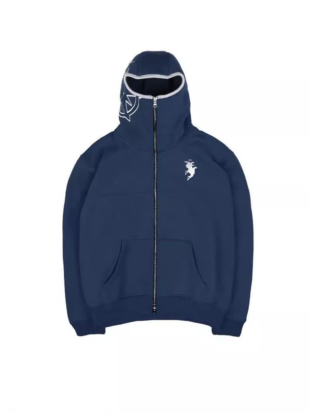 Oversized Embroidered Zip-Up Hoodie – Streetwear Longline Coat With Geometric Design, Unisex Fleece-Lined (S-2XL, Polyester, Winter-Ready)_viptrois.com