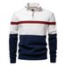 Pure 2024 Autumn Winter New European Size Cross-Border Stand Collar Men's Sweater Half-Zip Color Block Knitwear Quality_viptrois.com