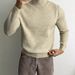 Men's Clothing Slim Fit Semi-Turtleneck Sweater - Stretchable Knit Pullover For Muscle Fit, Long Sleeve Thermal Base Layer, Retro Style Casual Wear_viptrois.com