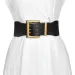 HOT High Quality Retro Elastic Wide Belt Gold Buckle Ladies Fashion Suit Coat Girdle Waist Belts for Women Designer Brand_viptrois.com
