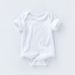 Baby clothes newborn 0-2 years old baby breathable cotton short-sleeved pajamas baby solid colour triangle crawling clothes_viptrois.com
