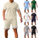 Summer Lapel Short Sleeved Shorts Two-piece Sports Casual Men's Set_viptrois.com