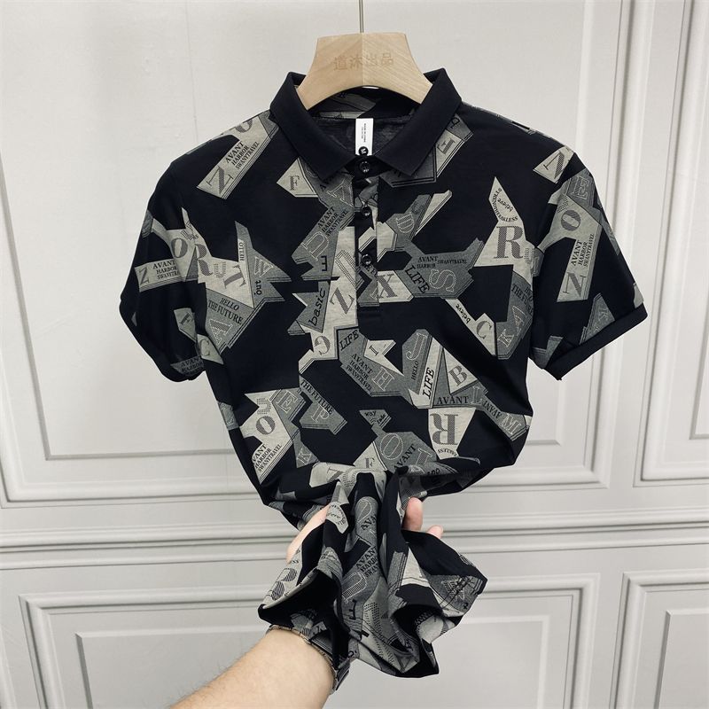 2024 Summer New Fashion Men's Polo Shirt T-shirt Short-sleeved Slim-fit Trendy Bottoming Shirt Men's T-shirt_viptrois.com