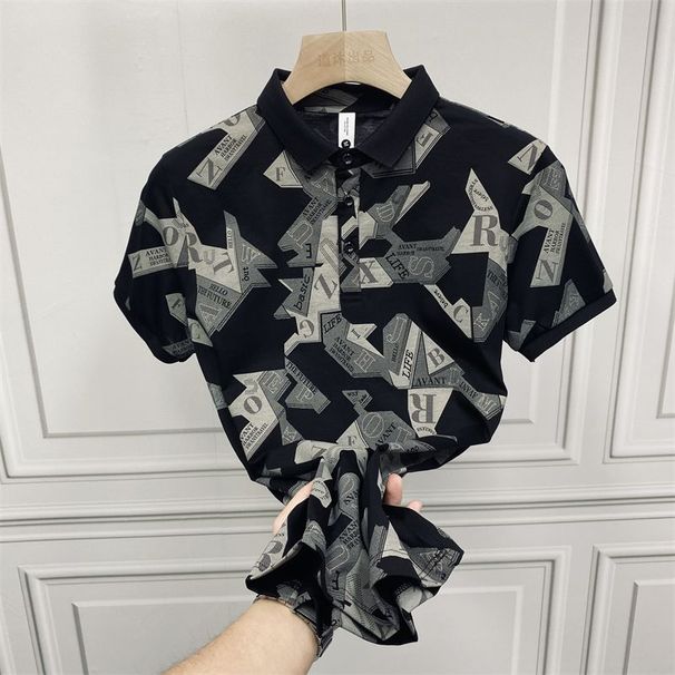 2024 Summer New Fashion Men's Polo Shirt T-shirt Short-sleeved Slim-fit Trendy Bottoming Shirt Men's T-shirt_viptrois.com