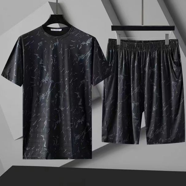 Men's Clothing Summer youth sports suit ice silk quick drying shorts short sleeved sportswear suit summer men's running quick drying breathable_viptrois.com
