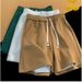 Men's Solid Color High Street Retro Basketball Sports Shorts Casual Mid Waist Loose Fit Summer Trendy Pants_viptrois.com
