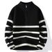 Men's Clothing Autumn And Winter New Style Pullover Half Zip Jacquard Striped Long Sleeved Sweater Trendy Men's Warm Knitted Sweater_viptrois.com