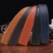 Men's Genuine Leather Belt, Lychee Pattern Smooth Buckle Belt, Cowhide Perforated Belt, No Buckle_viptrois.com