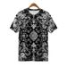 Men's Clothing Cashew Silver Ink Flower Pattern 3d Printing Direct Injection Short Sleeve Summer Retro Personality Pure Cotton Full Print T Shirt_viptrois.com