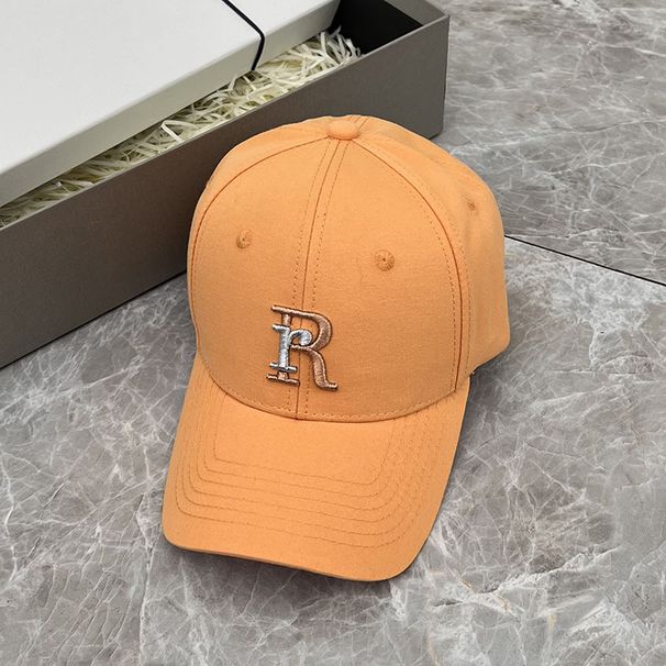 Embroidered R-Letter Baseball Spring Autumn Leisure Curved Eaves Korean Edition Duck Tongue Hat for Men and Women_viptrois.com