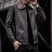 Men's Clothing Fleece-lined pu Leather Clothing Youth Lapel Warm Middle-aged and Elderly Dad's Coat Business Jacket _viptrois.com
