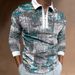 Polo Shirt Plaid Digital Printing Halloween Style Turn-down Collar Zipper Long Sleeve T-Shirt Men's Top_viptrois.com