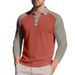 Men's Clothing Color Matching Casual Autumn Golf Lapel Buttoned Long Sleeved Shirt_viptrois.com