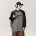 Nordmann Raglan Sleeve Color Block Design Sweater Autumn Winter Thick Knit Texture American Style Letter Print Crew Neck Knitwear_viptrois.com
