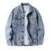 Light Blue Denim For Men, Spring Autumn 2025 New Style, Loose And Trendy, Lapel Workwear, Men's Jacket Trend_viptrois.com