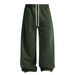 Vintage American-Style Fleece-Lined Pants – Wax Dye Casual Trousers (Straight/Cropped Wide-Leg) For Men & Women_viptrois.com