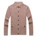 Men's Clothing Knit Cardigan Sweater - Slim Fit Chunky Cable Knit Pullover With Angora Wool, Fashionable Long Sleeve Open Front Coat For Autumn_viptrois.com