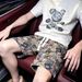Men's Summer Bear Print Shorts Casual Sports Loose Fit Beach Pants Five Point Elastic Waist Drawstring_viptrois.com