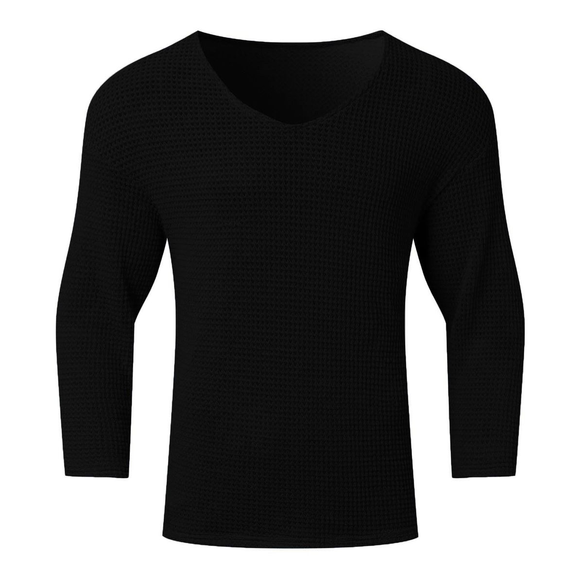 Men's Clothing Spring Retro Solid Color Men's V Neck Long Sleeved Top Loose Men's Hollow Knitted Sweater_viptrois.com
